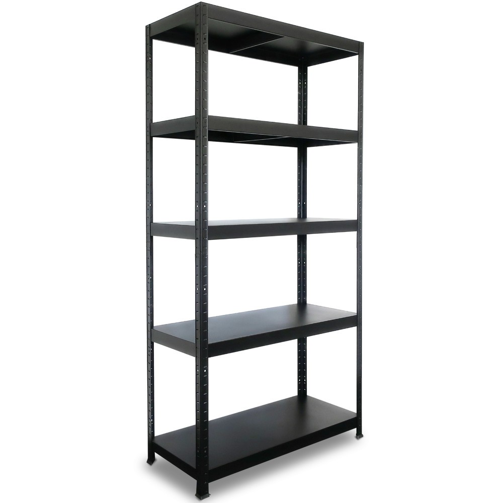 Product image: HEMMDAL boltless metal rack, shelf load 130 kg, HxWxD 1,800 x 900 x 400 mm, black