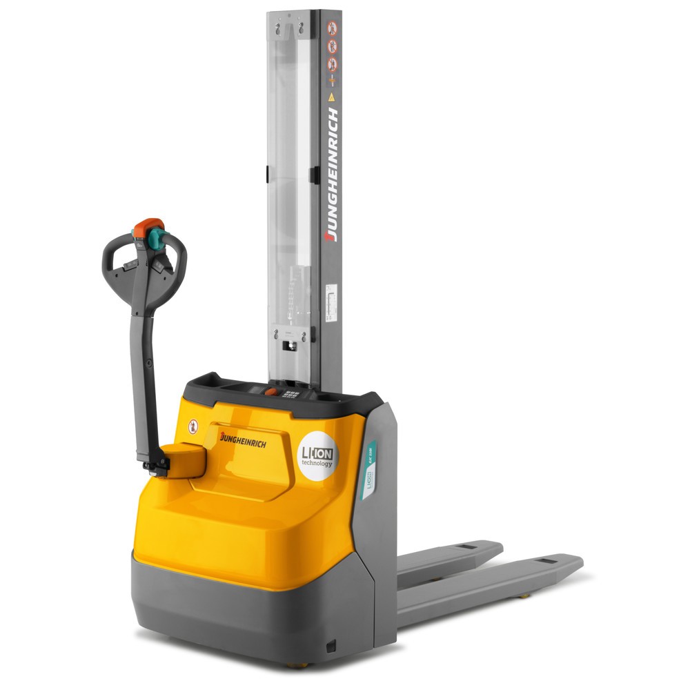 Produktabbildung Nr. 1: Jungheinrich EJC 110i E electric high-lift stacker truck, single mast, lift height 1,290 mm, load capacity 1000 kg, proportional hydraulics